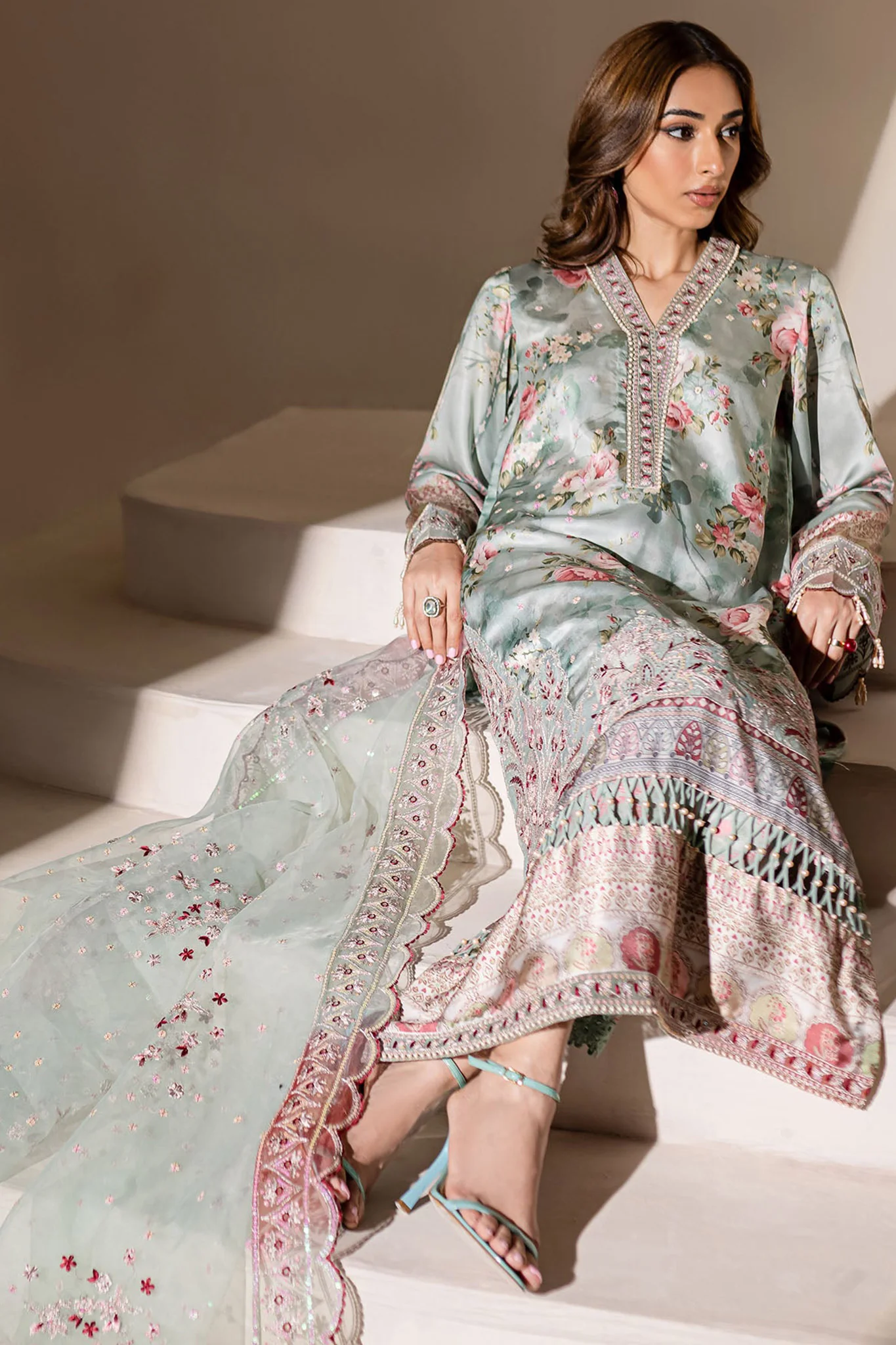 The Silk By Nureh Unstitched 3 Piece Emb Silk Suit-S-16 - Image 2