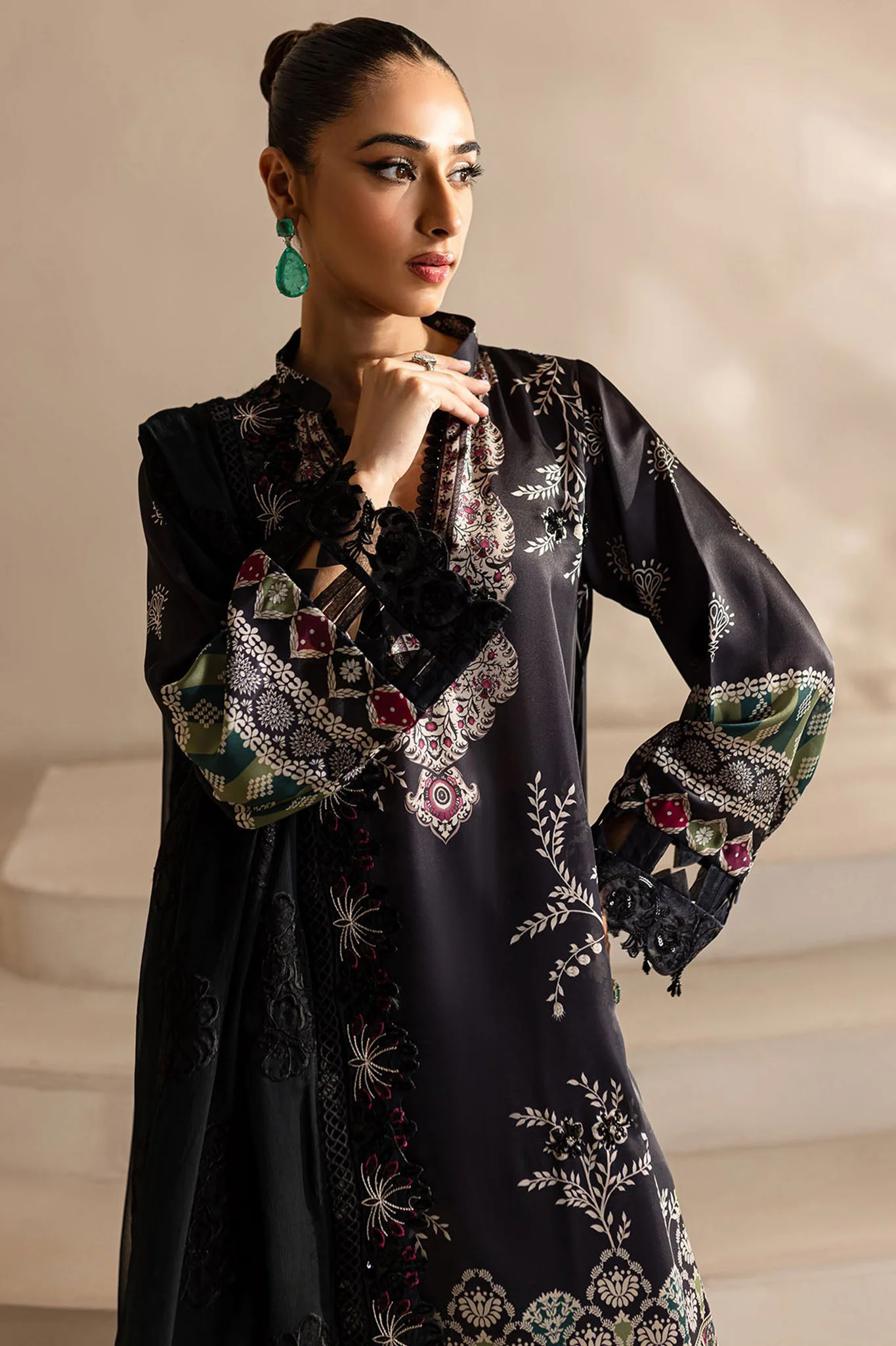 The Silk By Nureh Unstitched 3 Piece Emb Silk Suit-S-17 - Image 2