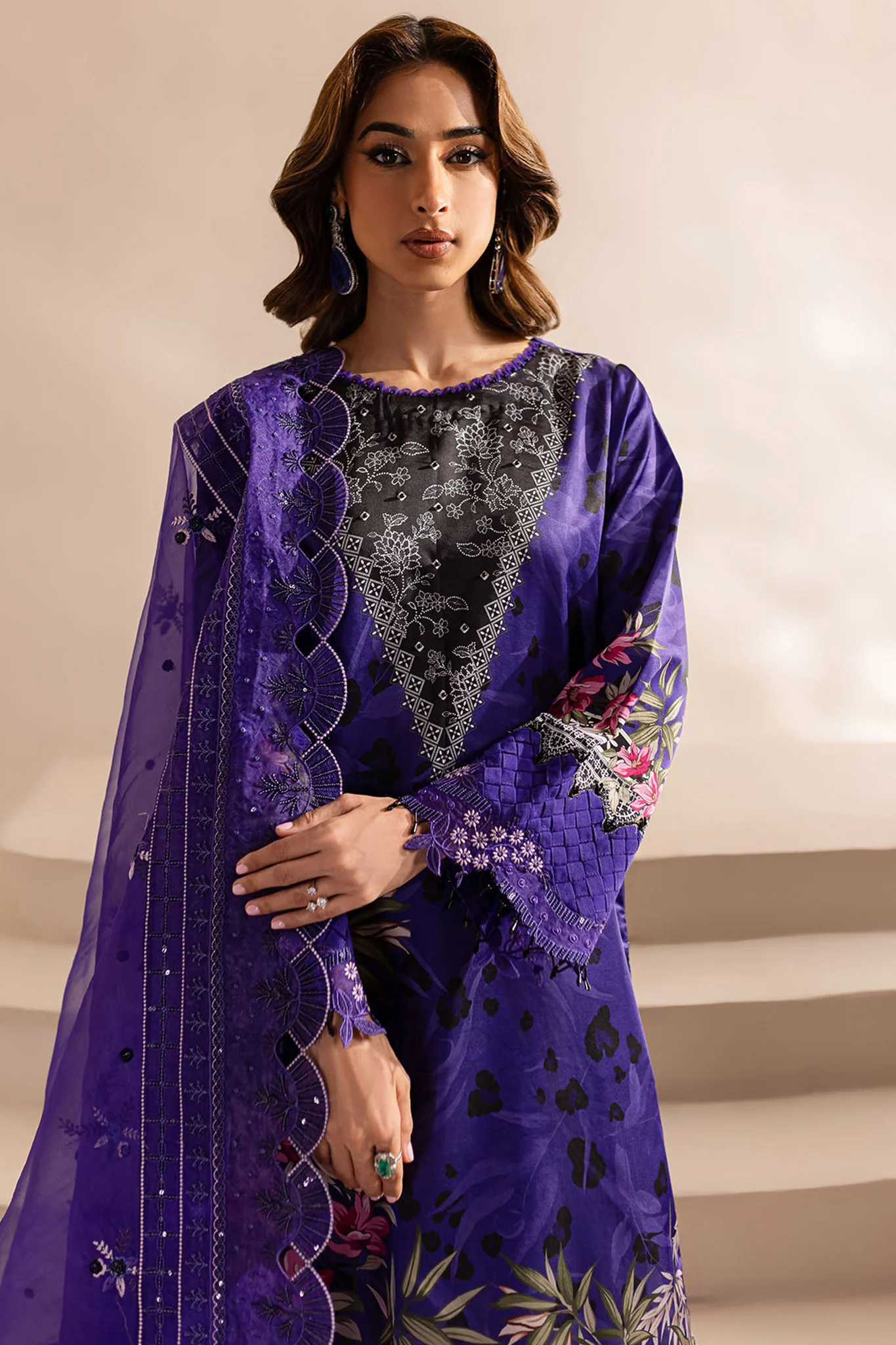 The Silk By Nureh Unstitched 3 Piece Emb Silk Suit-S-18 - Image 2