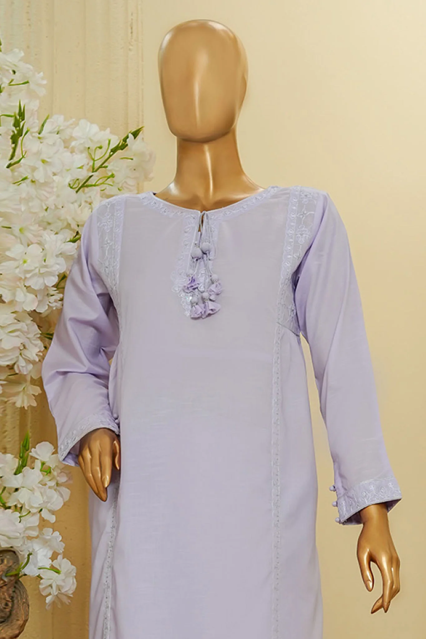 Thread & Needle By HZ Stitched 2 Piece Festive Solid Emb Cotton Suit-SE2P-102 - Image 3