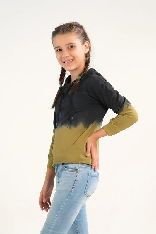 Sprinkles Stitched 1 Piece Winter Shirts Kids Suit-Tie Dye Lace Up Hoodie- Black - Image 3