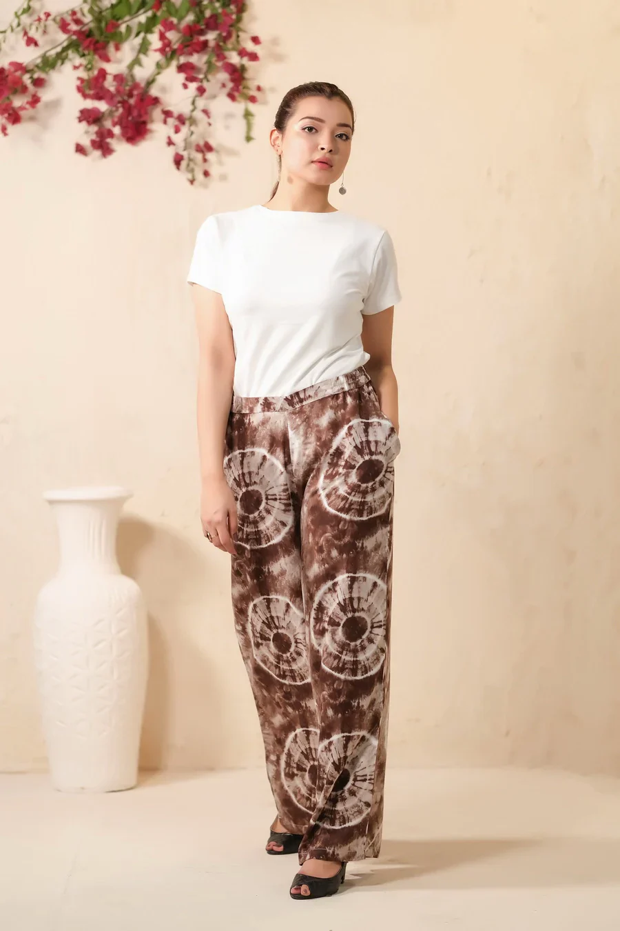 Sprinkles Stitched 1 Piece Summer Bottoms Kids Suit-Tie Dye Slash Brown Flare Wide Leg Trouser - Image 2