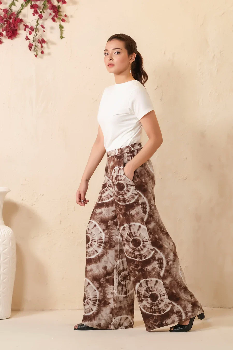 Sprinkles Stitched 1 Piece Summer Bottoms Kids Suit-Tie Dye Slash Brown Flare Wide Leg Trouser - Image 8