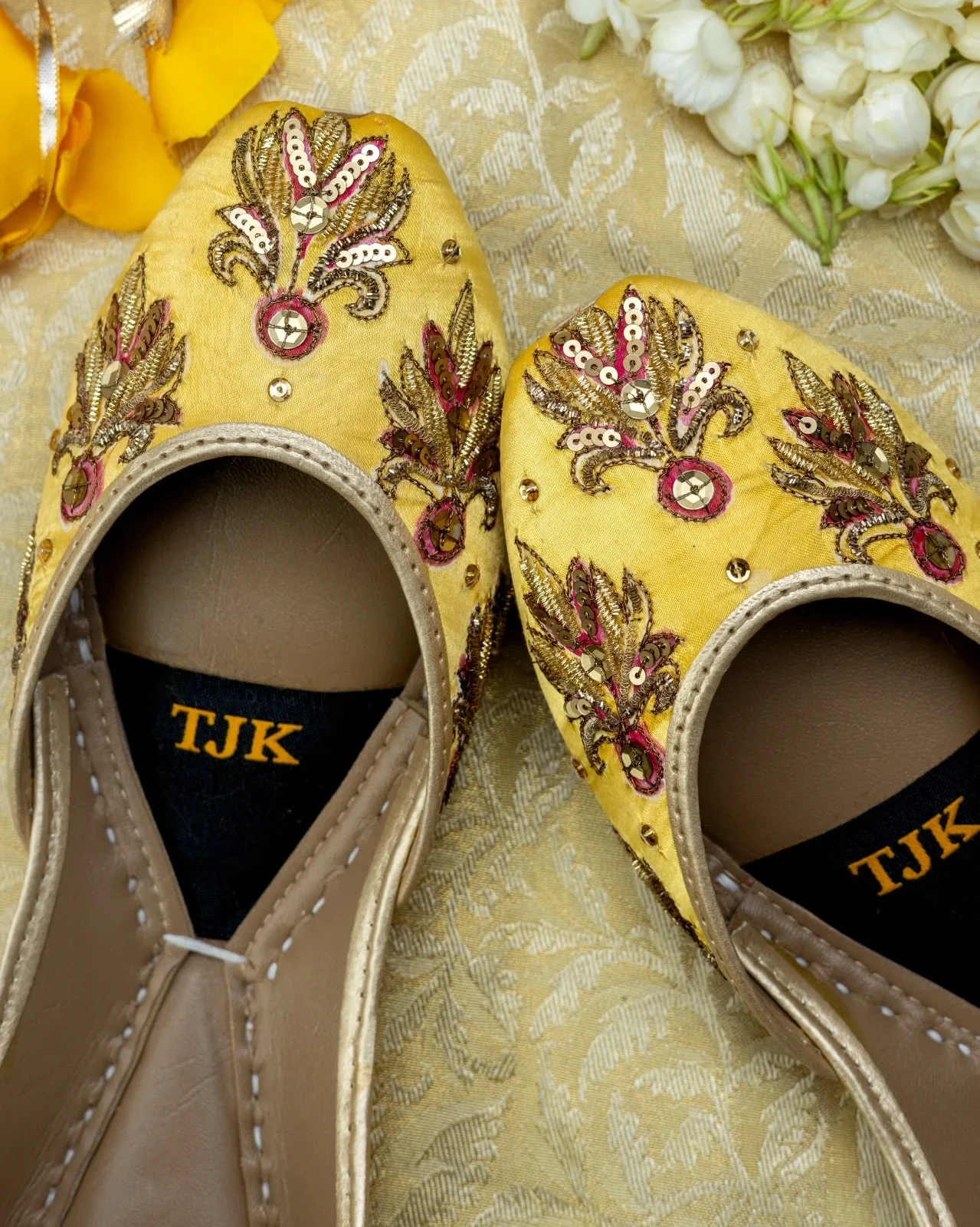 TJK Designs Khussa Suit-Zard Gulaab