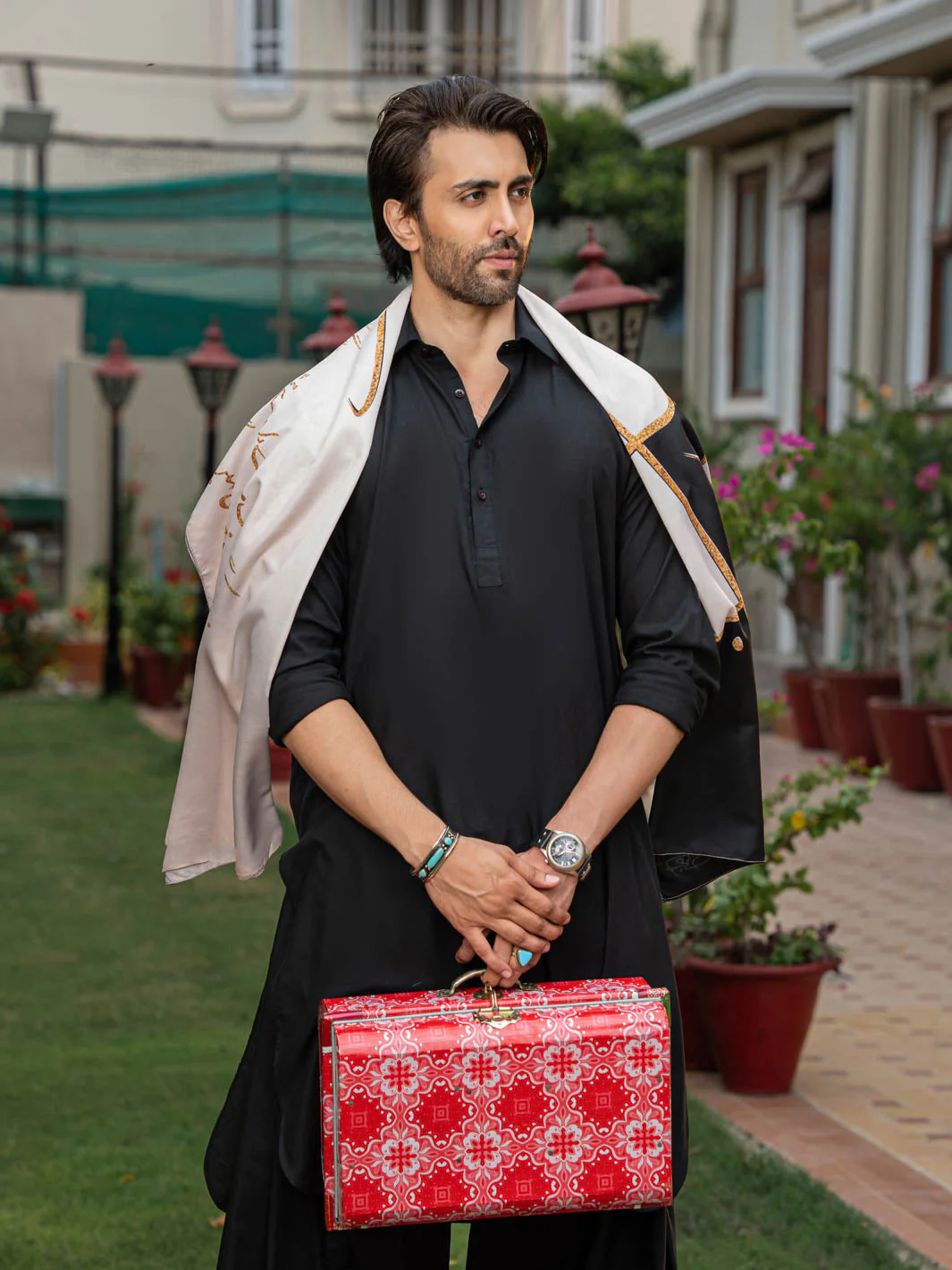Tng By Md Stole Collection-Alfaz e Iqbal Stole | Beige - Image 7