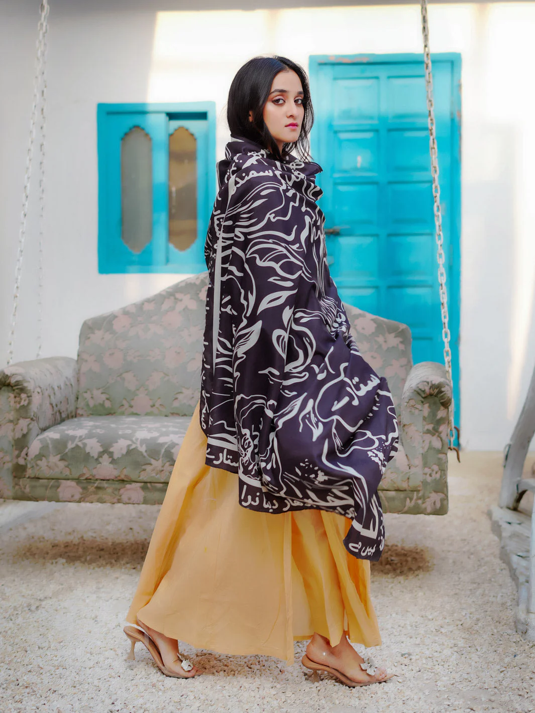 Tng By Md Odhni Collection-Doodle Art Odhni (Black) - Image 10