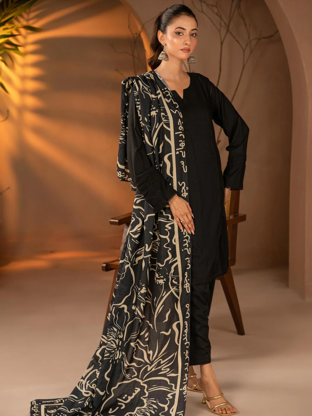 Tng By Md Odhni Collection-Doodle Art Odhni (Black) - Image 6
