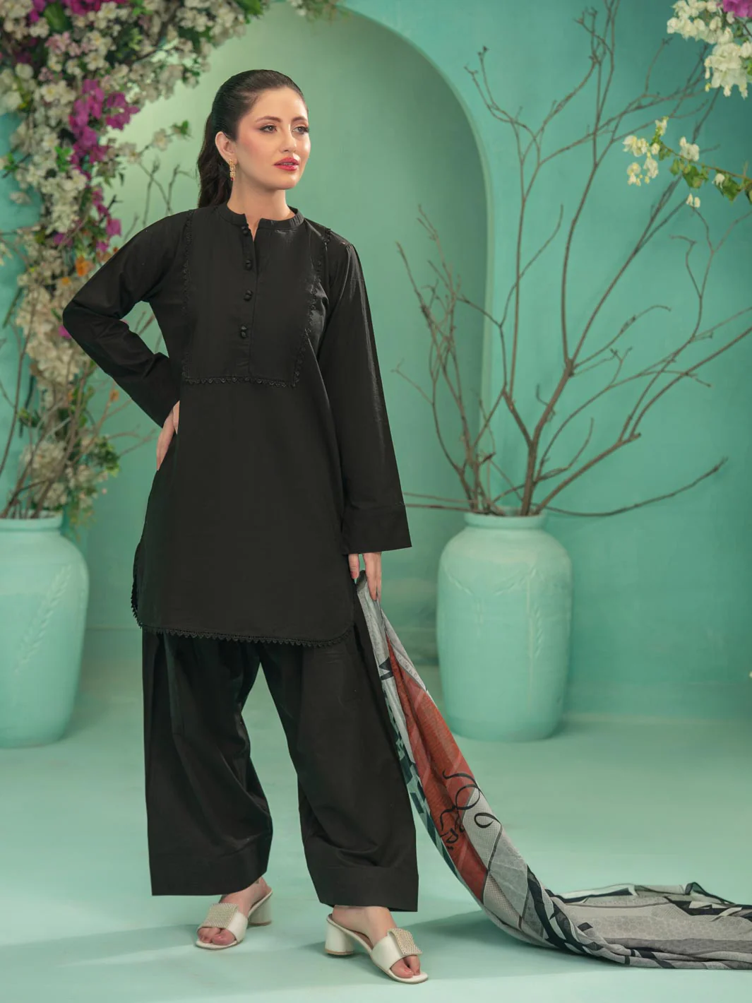 Tng By Md Solid Co Ords Collection-Farshi Black - Image 13