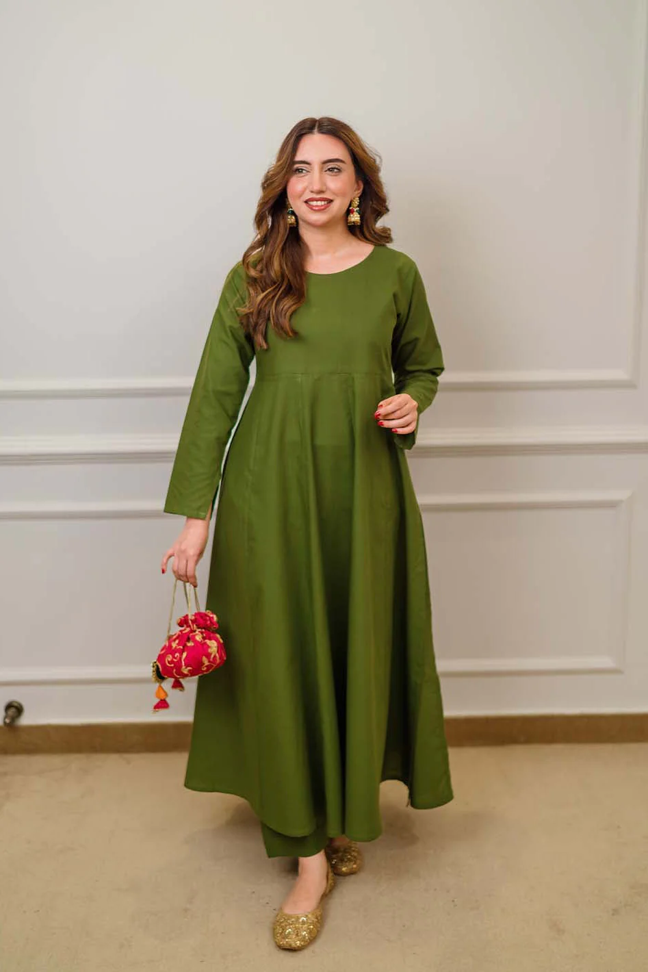 Tng By Md Solid Co Ords Collection-Nyra 2 Piece Green - Kalidaar Shirt Trouser