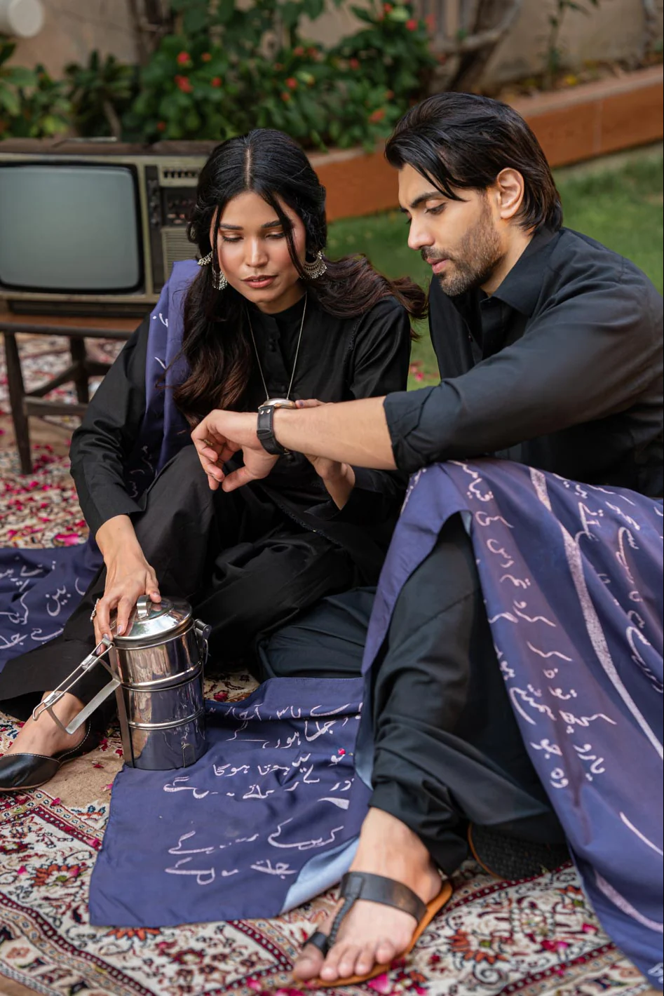 Tng By Md Stole Collection-Jaun Elia Stole (Voilet Blue) - Image 2