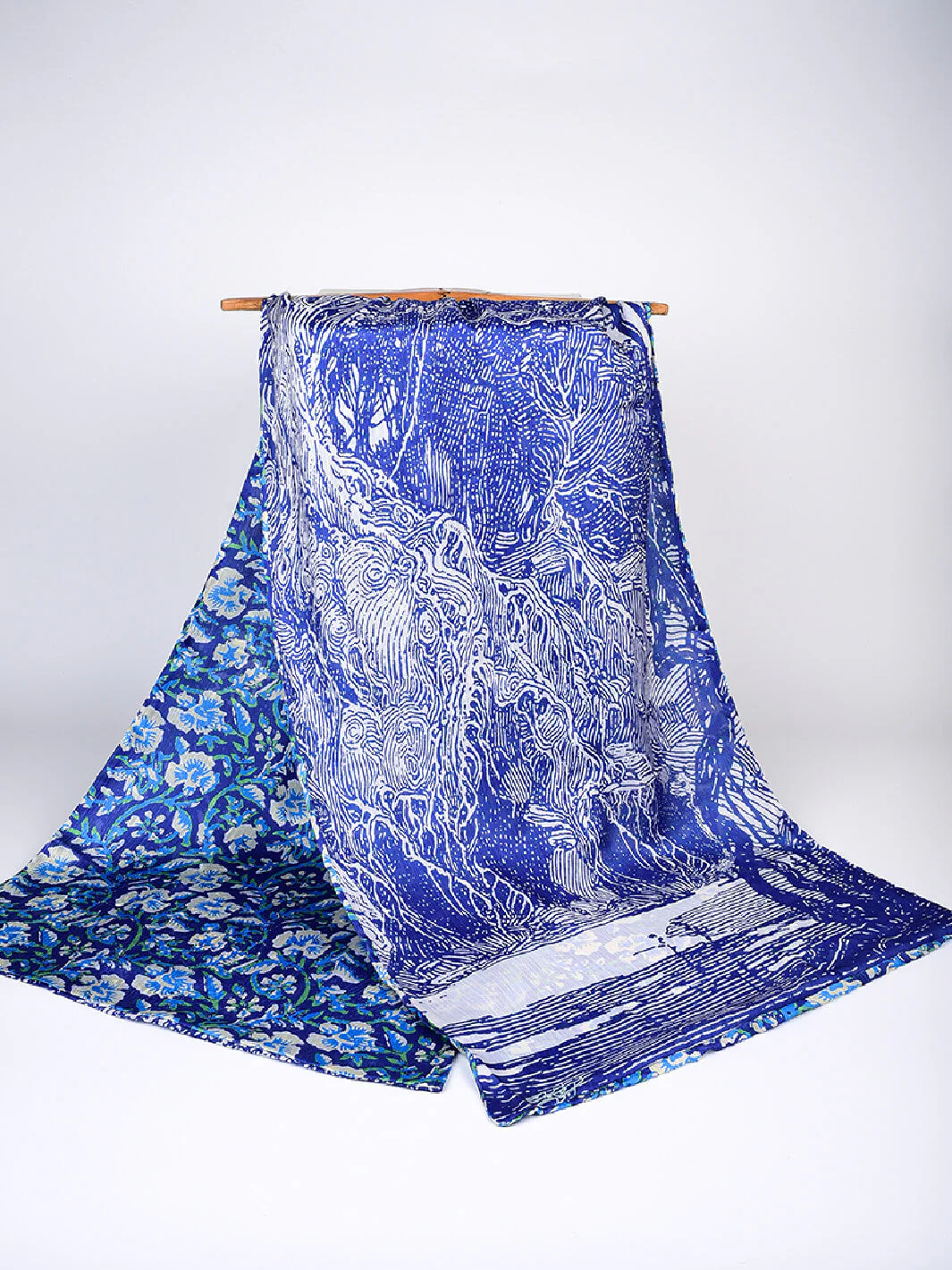 Tng By Md Stole Collection-Orchid Floral Stole | Blue | Double Sided - Image 4