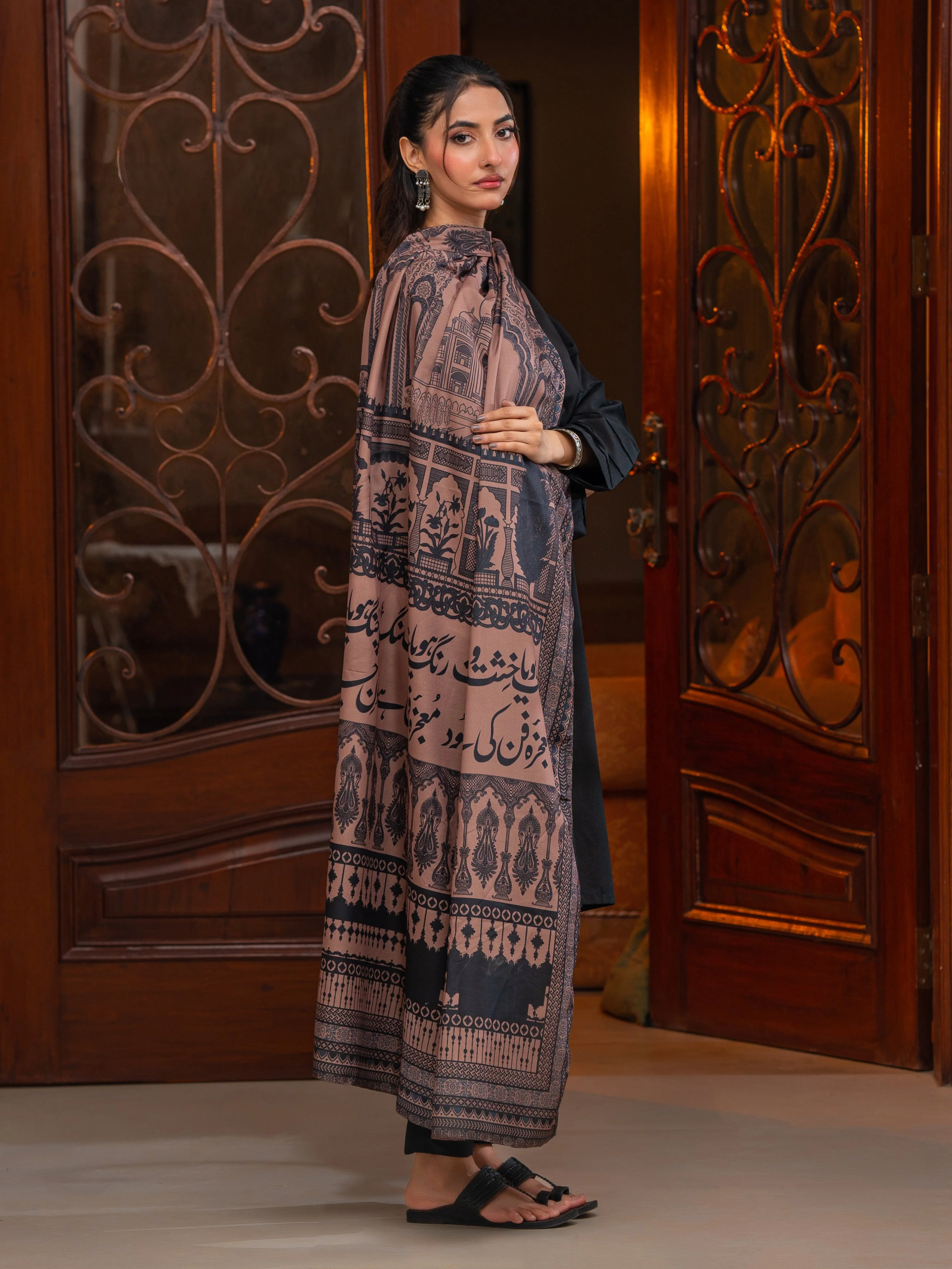 Tng By Md Odhni Collection-Taj Mahal Silk Odhni (Brown) - Image 3