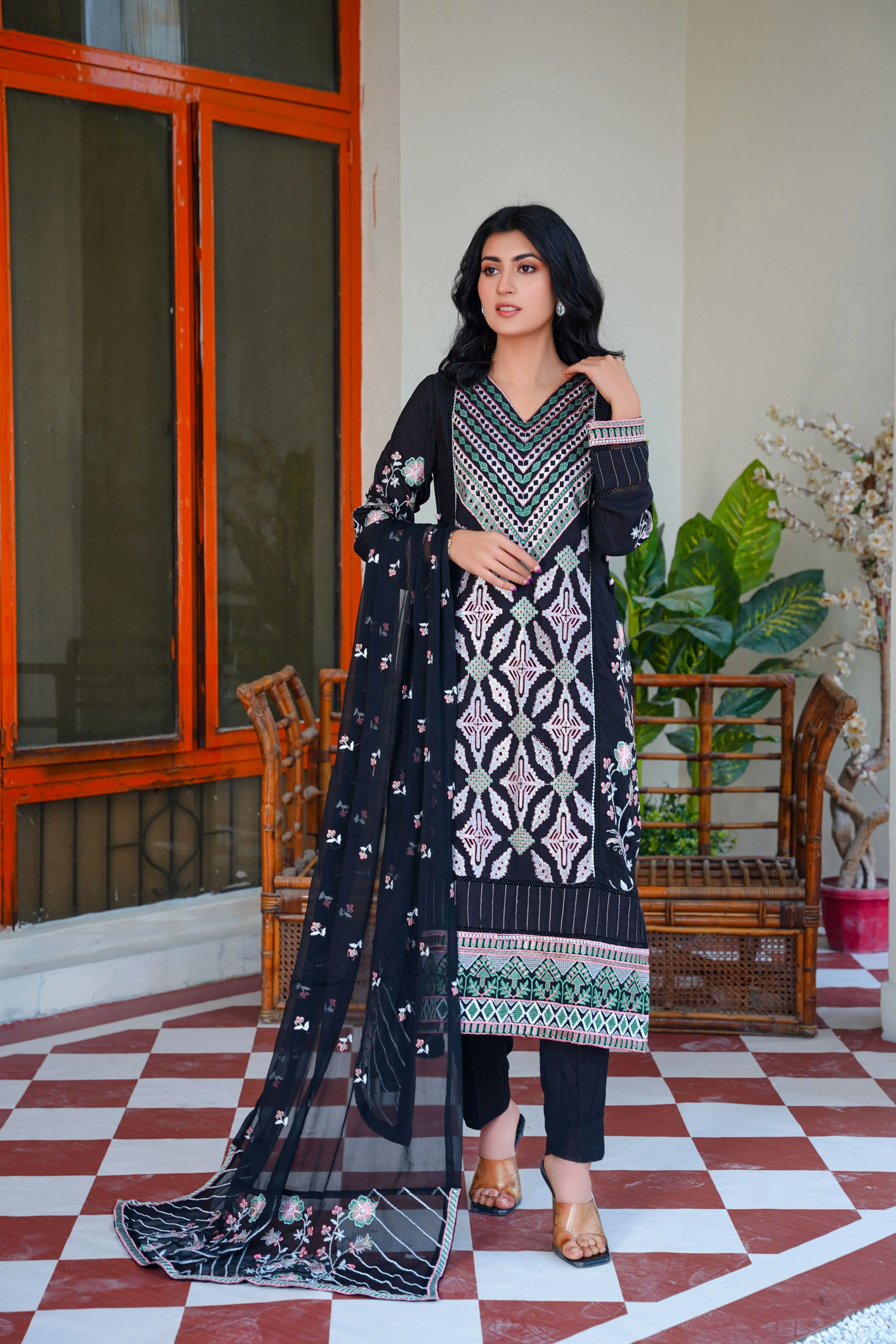 Threads & Weaves 3 PC KARANDI Embroidered Dress-KR24102 - Image 2
