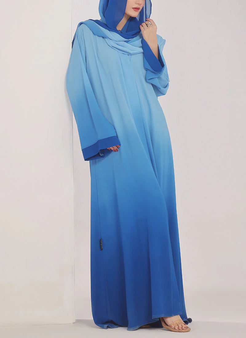 Hijab Ul Hareem Two Tone Blue Gradient Abaya - 0116-PR-1015 - Image 3