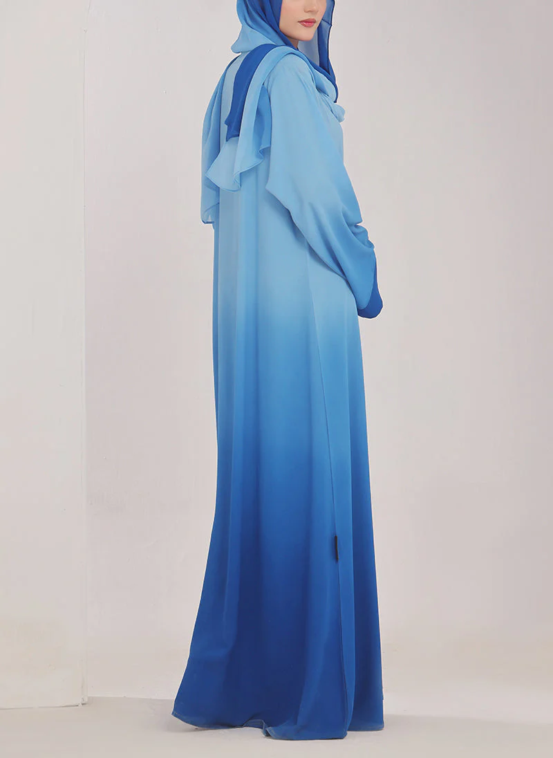 Hijab Ul Hareem Two Tone Blue Gradient Abaya - 0116-PR-1015 - Image 4