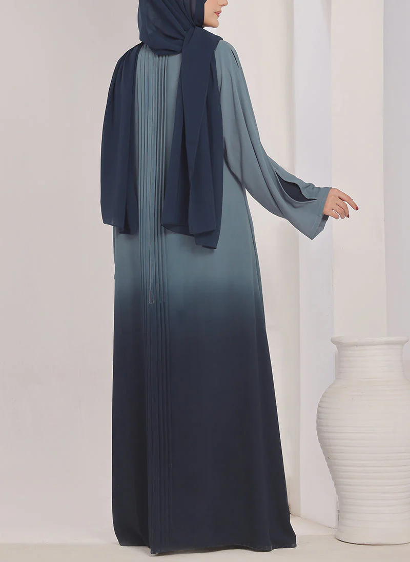 Hijab Ul Hareem Two Tone Navy Blue Gradient Abaya - 0121-R-1014 - Image 3