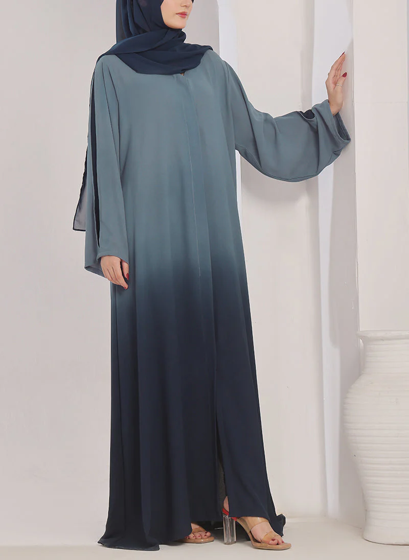 Hijab Ul Hareem Two Tone Navy Blue Gradient Abaya - 0121-R-1014 - Image 4