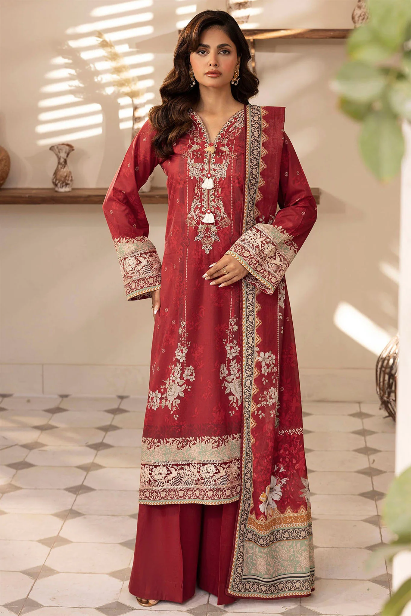 Umang By Motifz Unstitched 3 Piece Digital Printed Emb Lawn 2 Suit-5412-EMINE