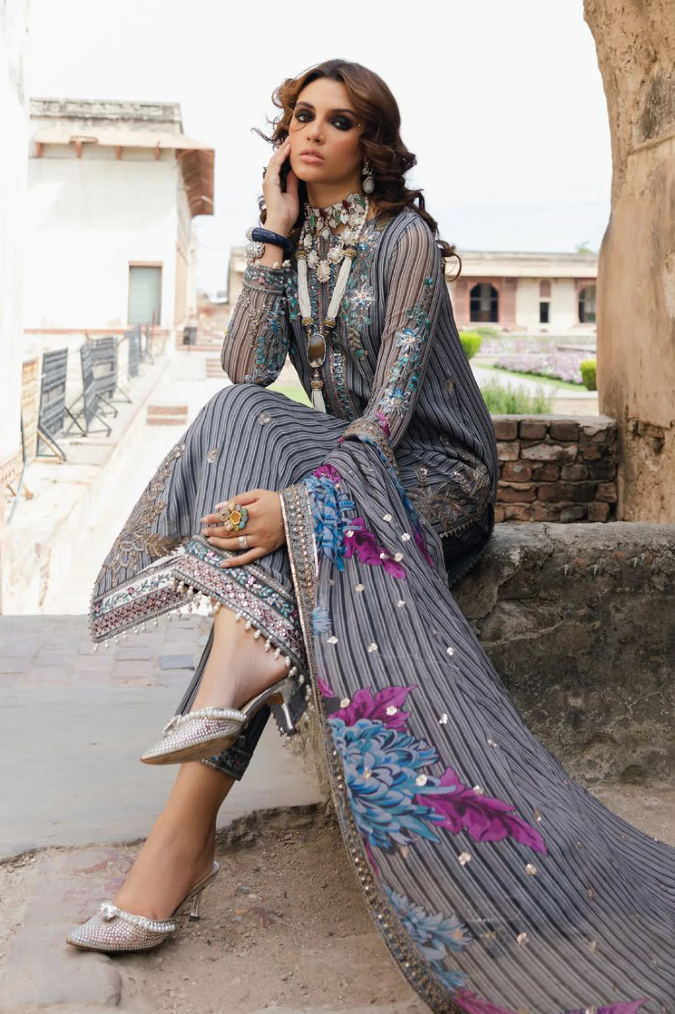 Vasal By Charizma Unstitched 3 Piece Luxury Chiffon Vol-02 Suit-VSL5-17 - Image 4