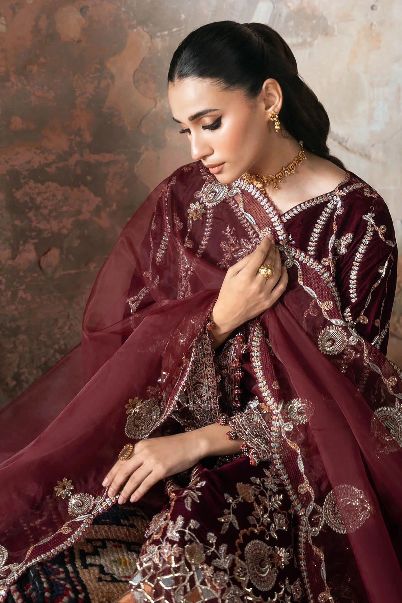 Ramsha Unstitched 3 Piece Luxury Velvet Vol-07 Suit-V-701 - Image 2