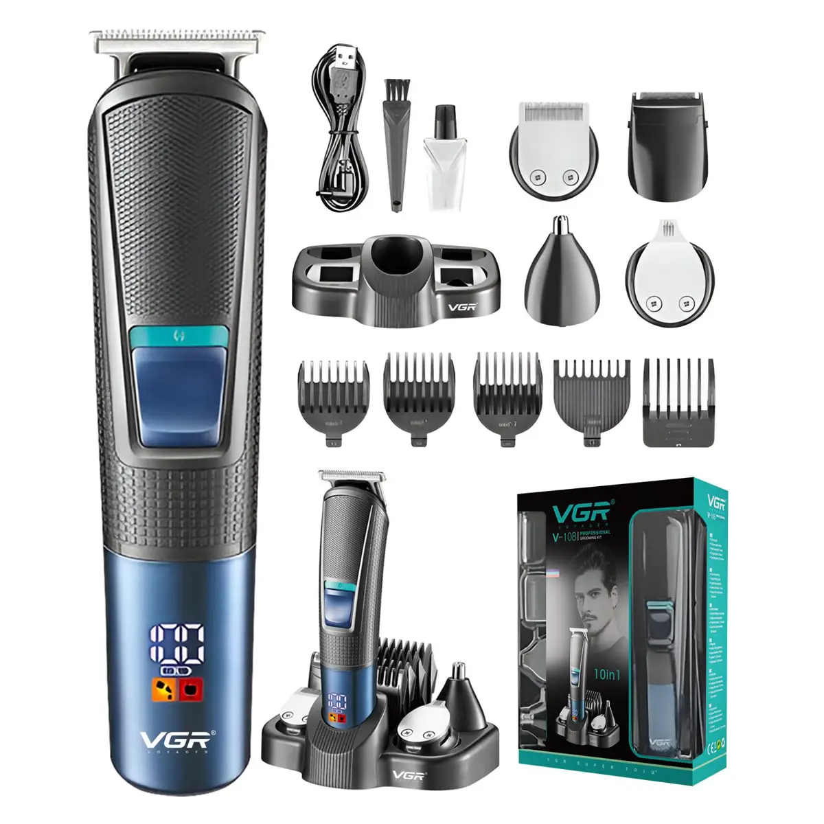 VGR-V-108 Professional 10 in 1 Grooming Kit All in one