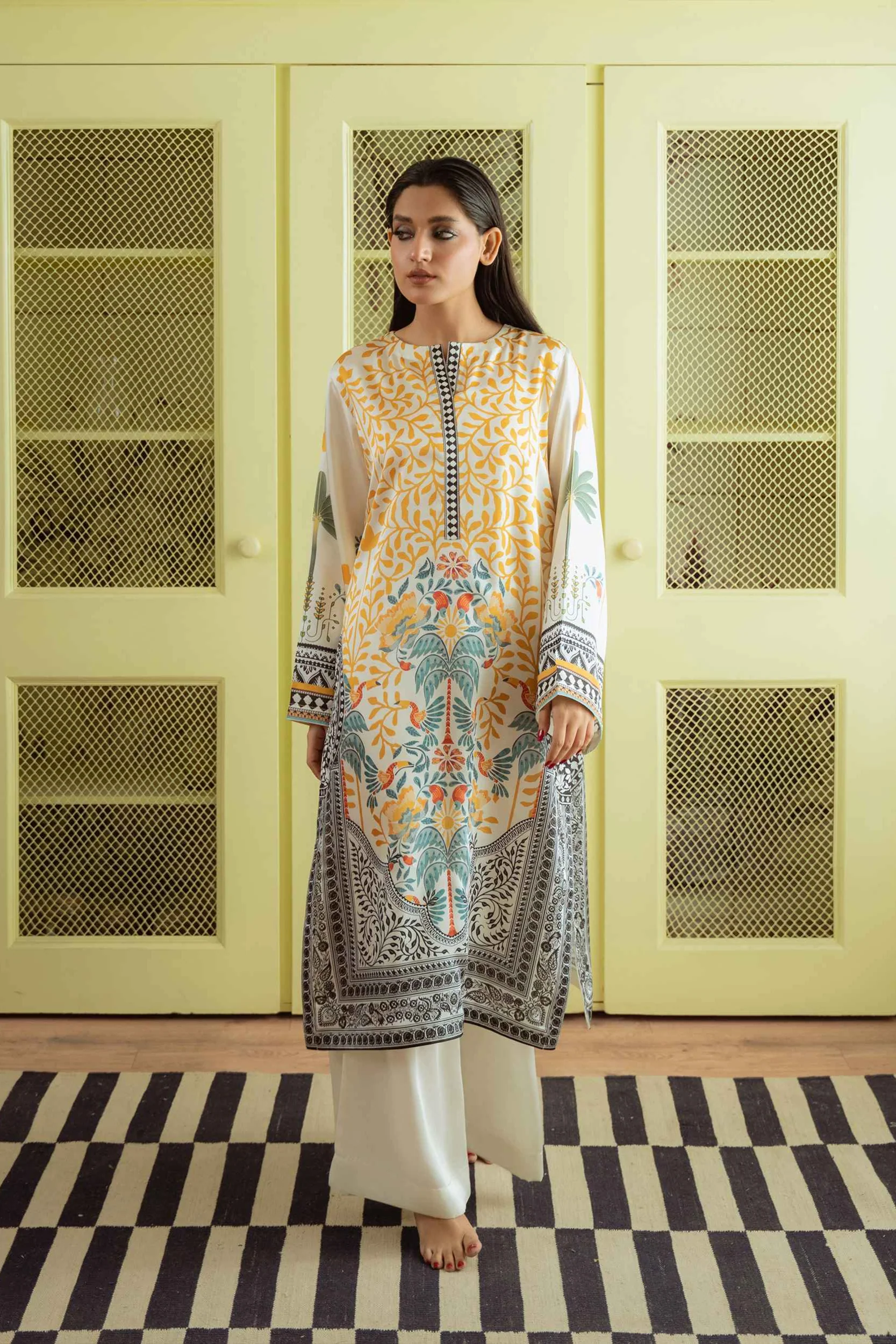 Qariney Stitched 2 Piece Silk Collection-Viana
