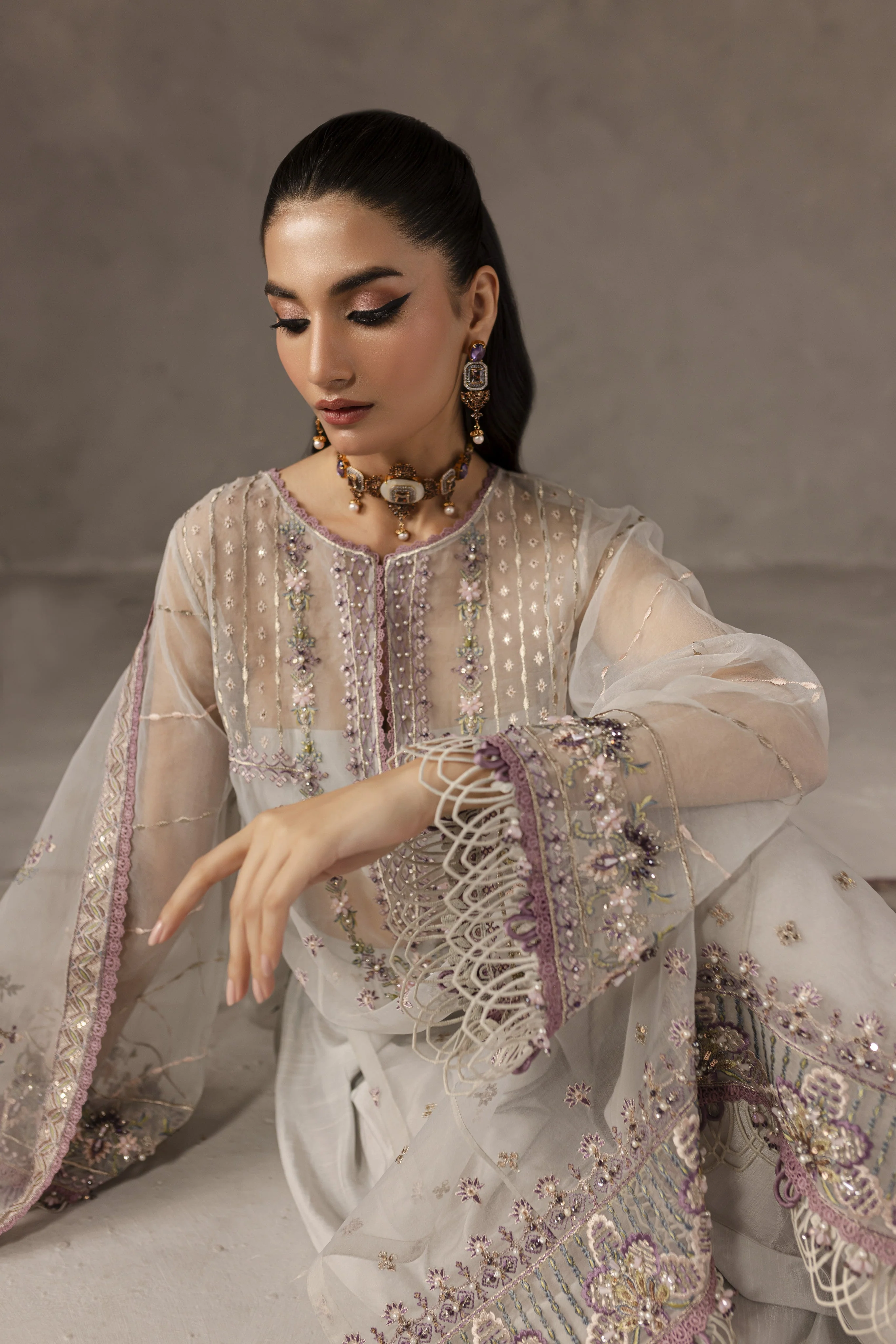 Eblouir By Imran Ramzan Unstitched 3 Piece Luxury Formals Suit-Voile de Jasmin - Image 4