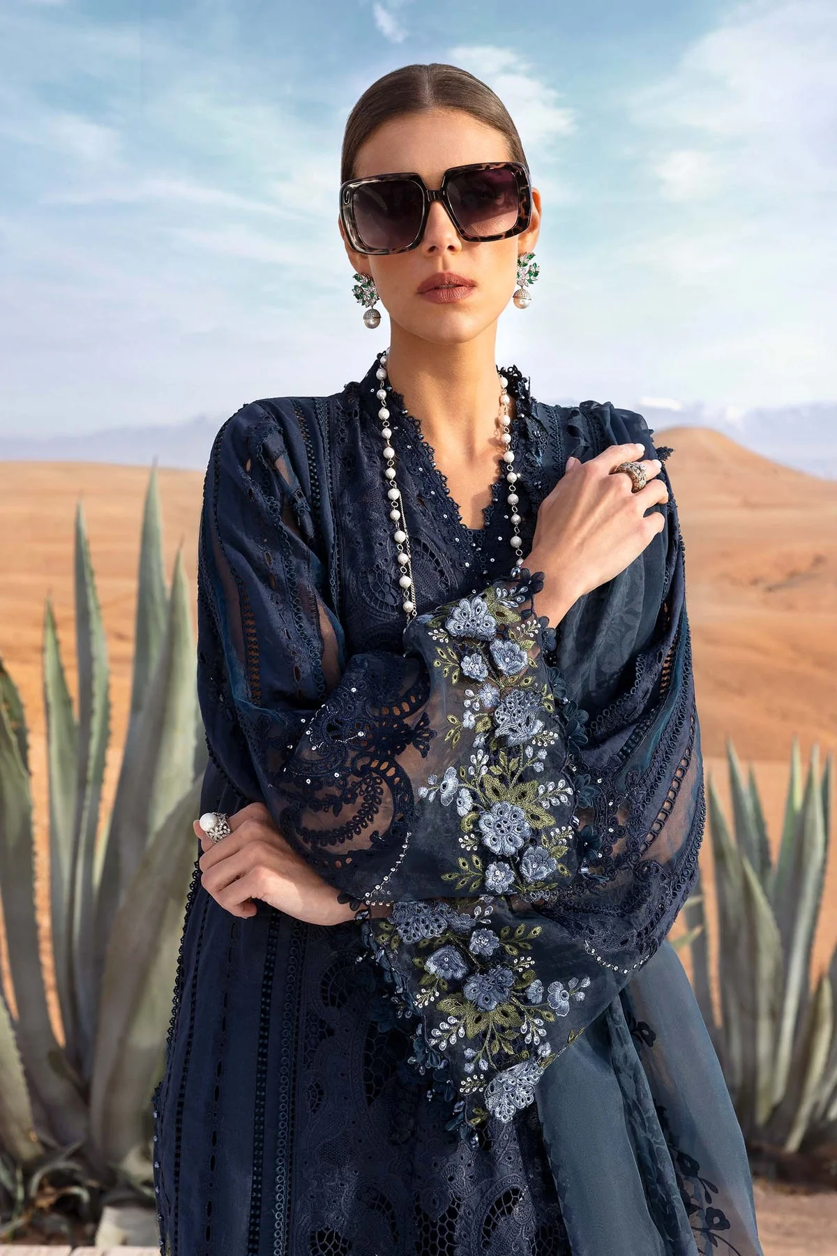 Voyage A'Luxe By Maria B Unstitched 3 Piece Lawn Suit-ML-2504-B - Image 3