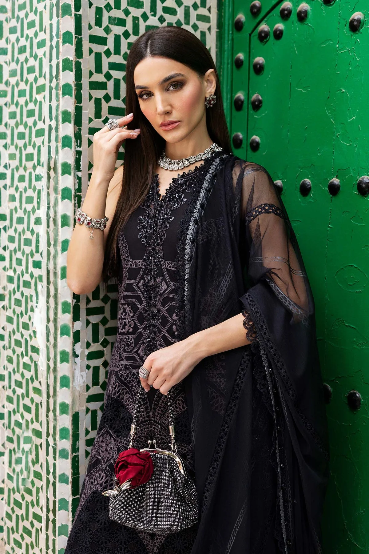 Voyage A'Luxe By Maria B Unstitched 3 Piece Lawn Suit-ML-2512-B - Image 4