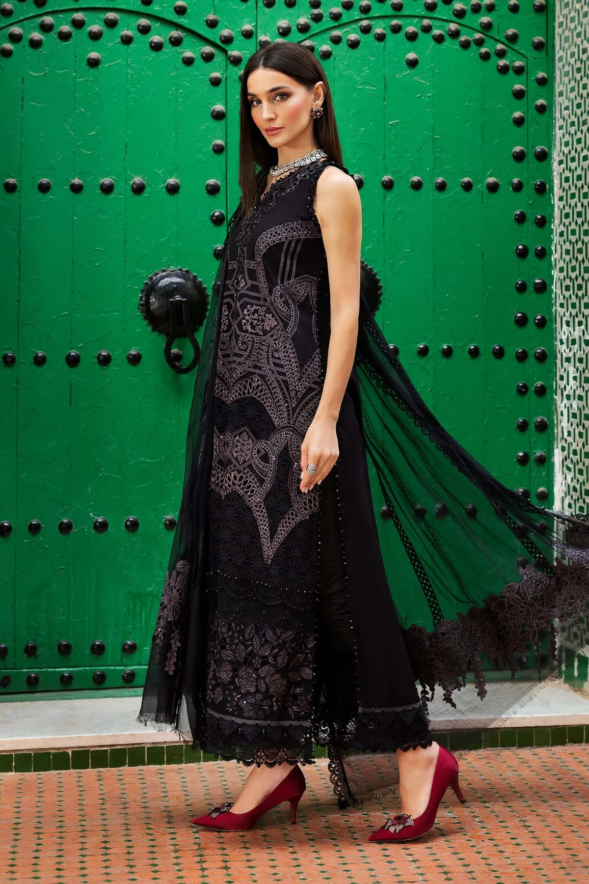 Voyage A'Luxe By Maria B Unstitched 3 Piece Lawn Suit-ML-2512-B - Image 6