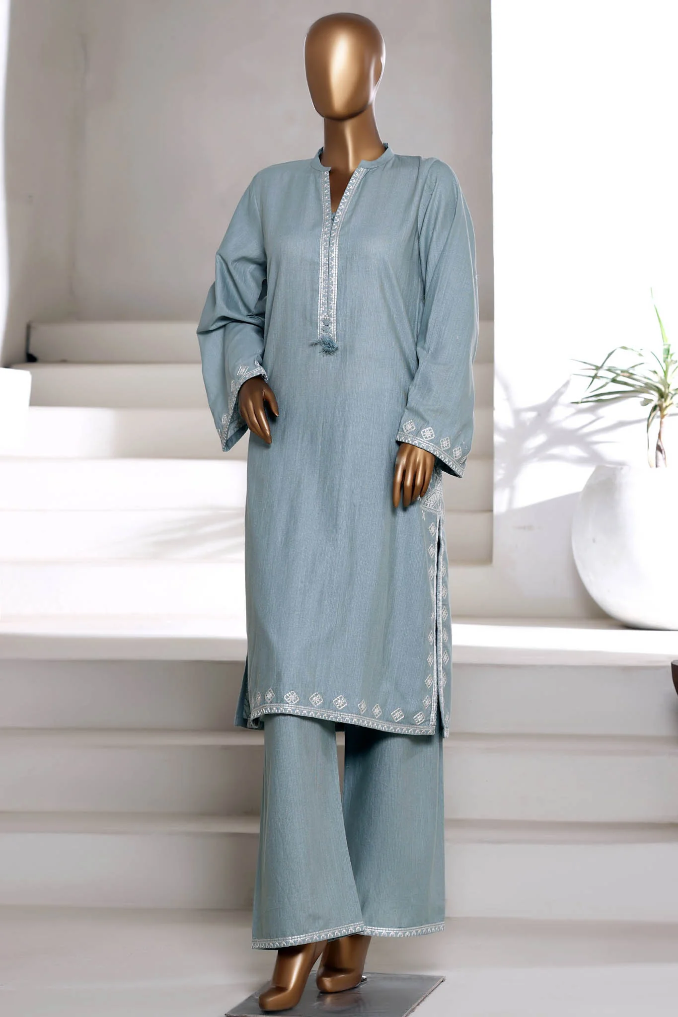 Vybe By Sada Bahar Stitched Co Ords Premium Winter Fabric Suit-MEK-251-SKY