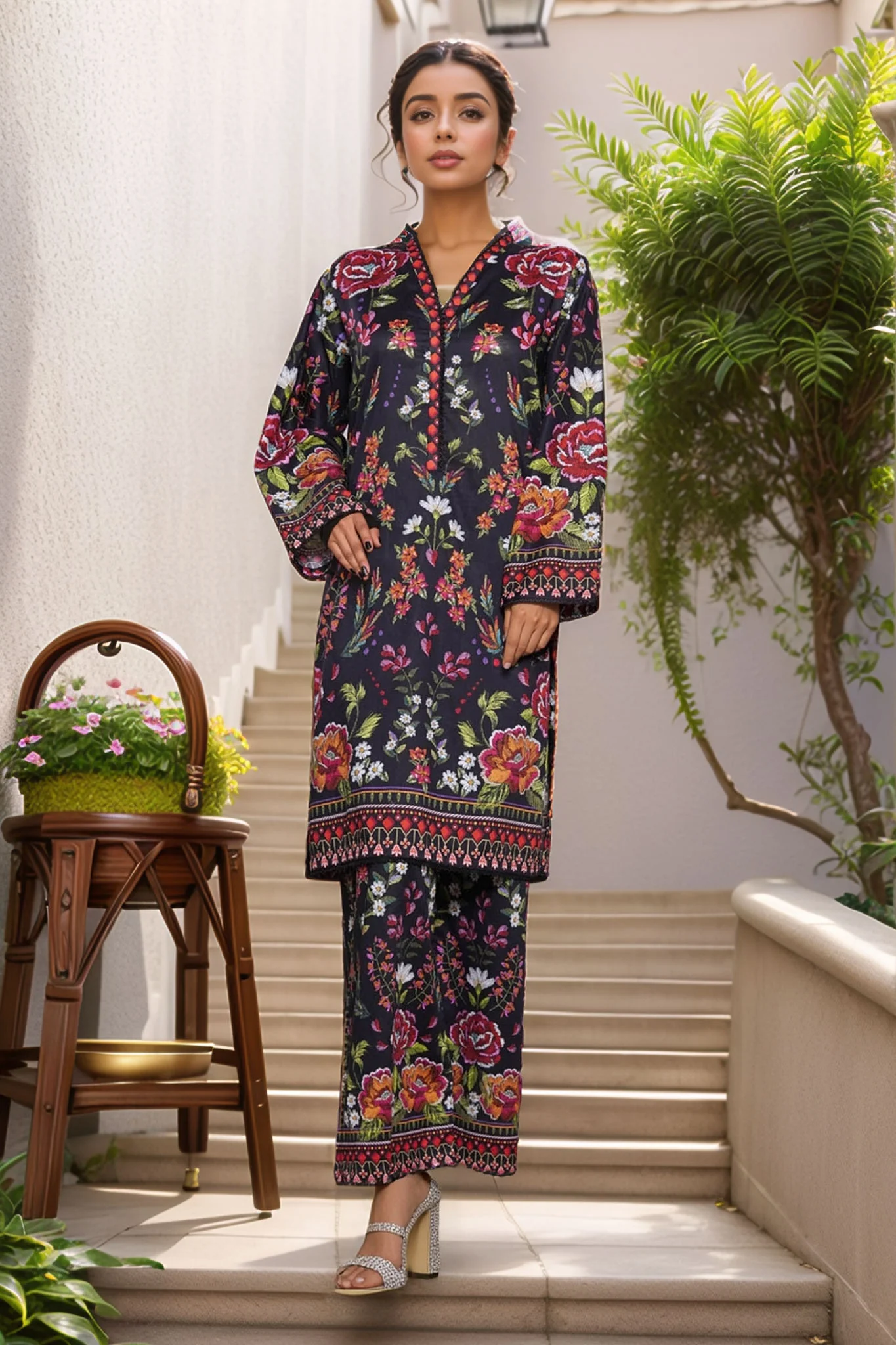 Bin Saeed Stitched 2 Piece Exc Co Ords Cotton Vol-02 Suit-WC-2384-Black