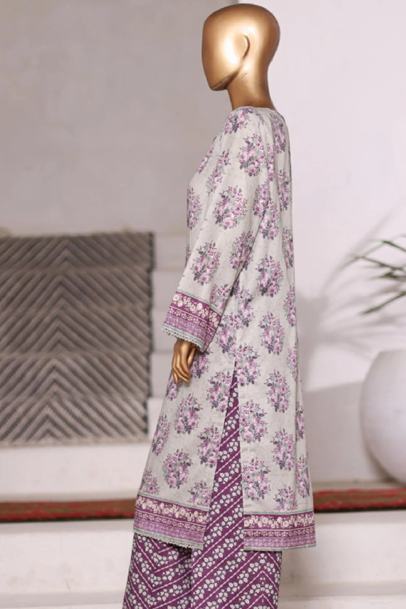 Bin Saeed Stitched 2 Piece Co Ords Cotton Vol-03 Suit-WC-2462-Green - Image 3