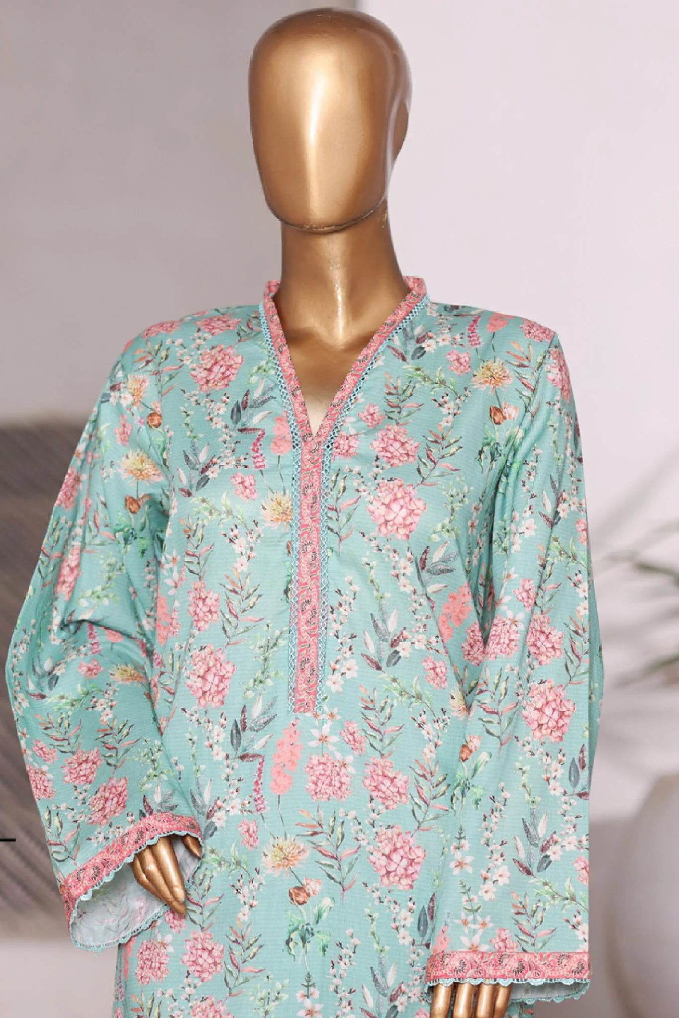 Bin Saeed Stitched 2 Piece Co Ords Cotton Vol-03 Suit-WC-2465-Green - Image 2