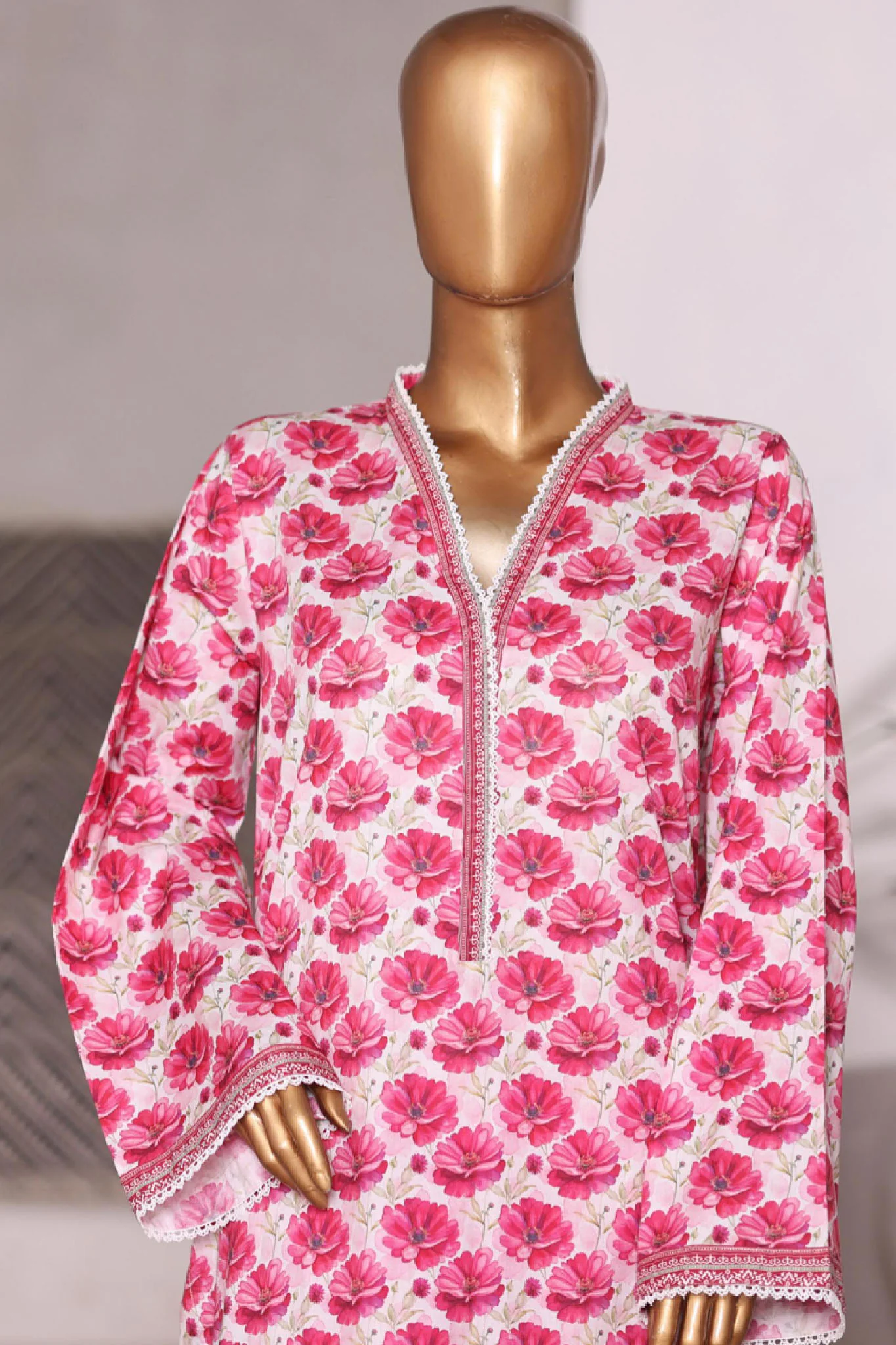 Bin Saeed Stitched 2 Piece Co Ords Cotton Vol-03 Suit-WC-2467-Pink - Image 2