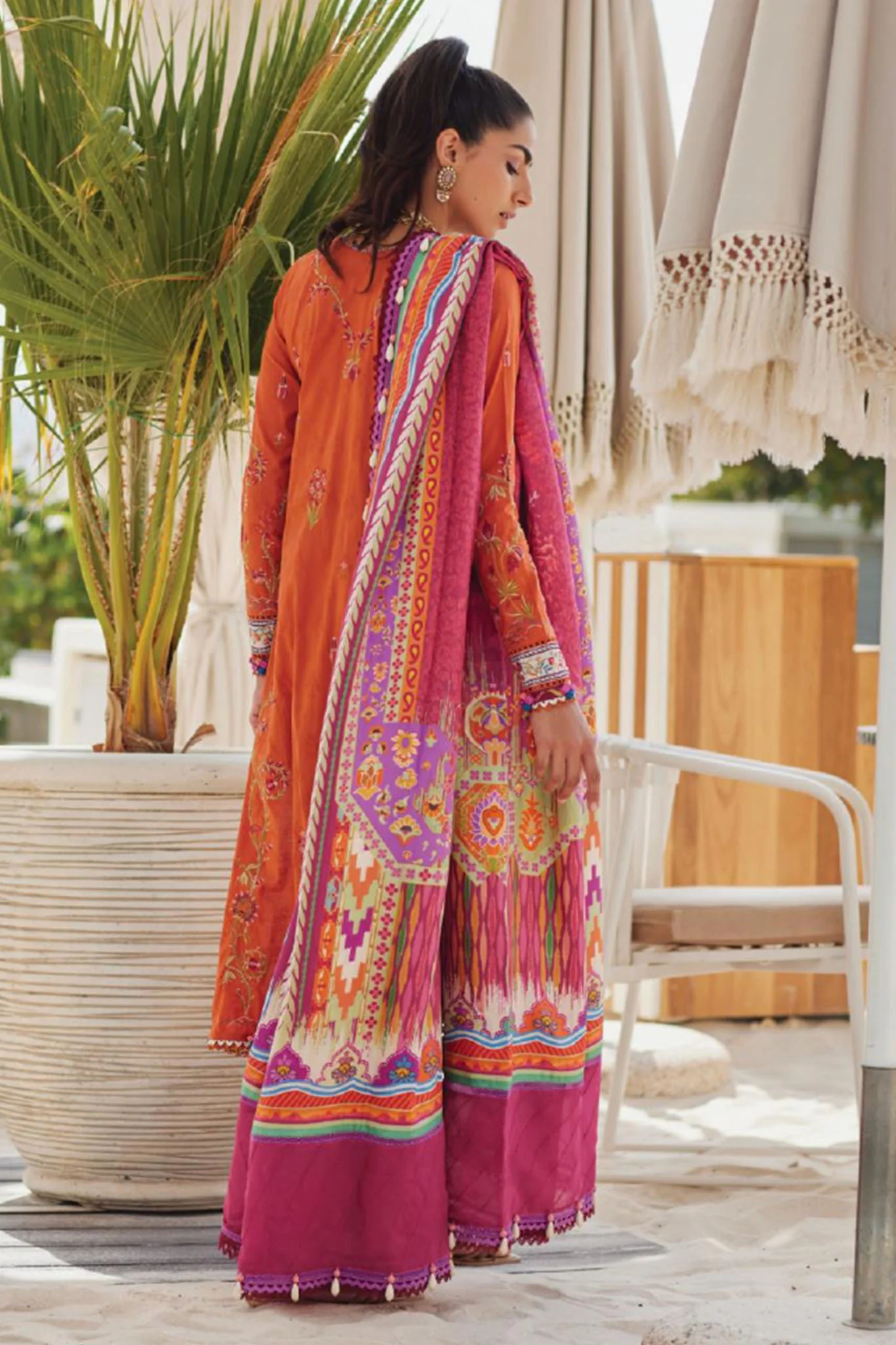 Wes By Farah Talib Aziz Unstitched 3 Piece Luxury Summer Collection-01-Rita Rust - Image 6