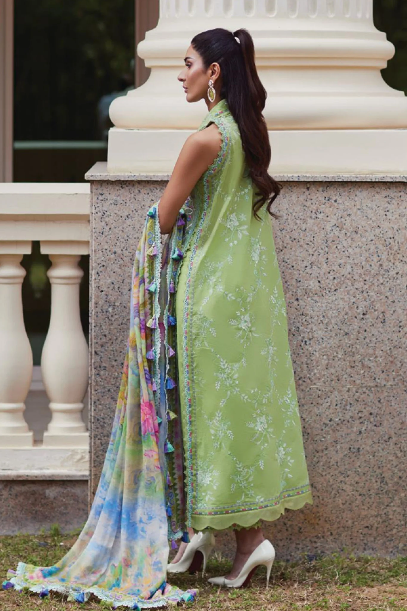 Wes By Farah Talib Aziz Unstitched 3 Piece Luxury Summer Collection-12-Kiara Kiwi - Image 4