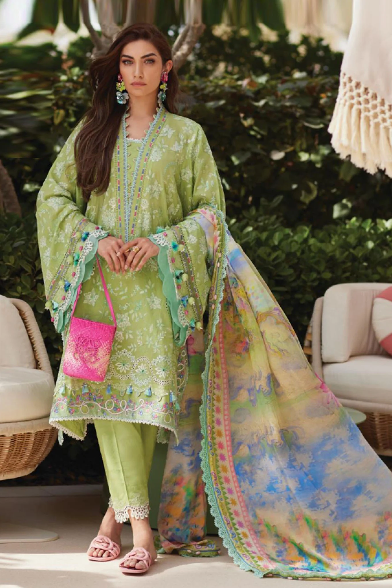 Wes By Farah Talib Aziz Unstitched 3 Piece Luxury Summer Collection-12-Kiara Kiwi - Image 5