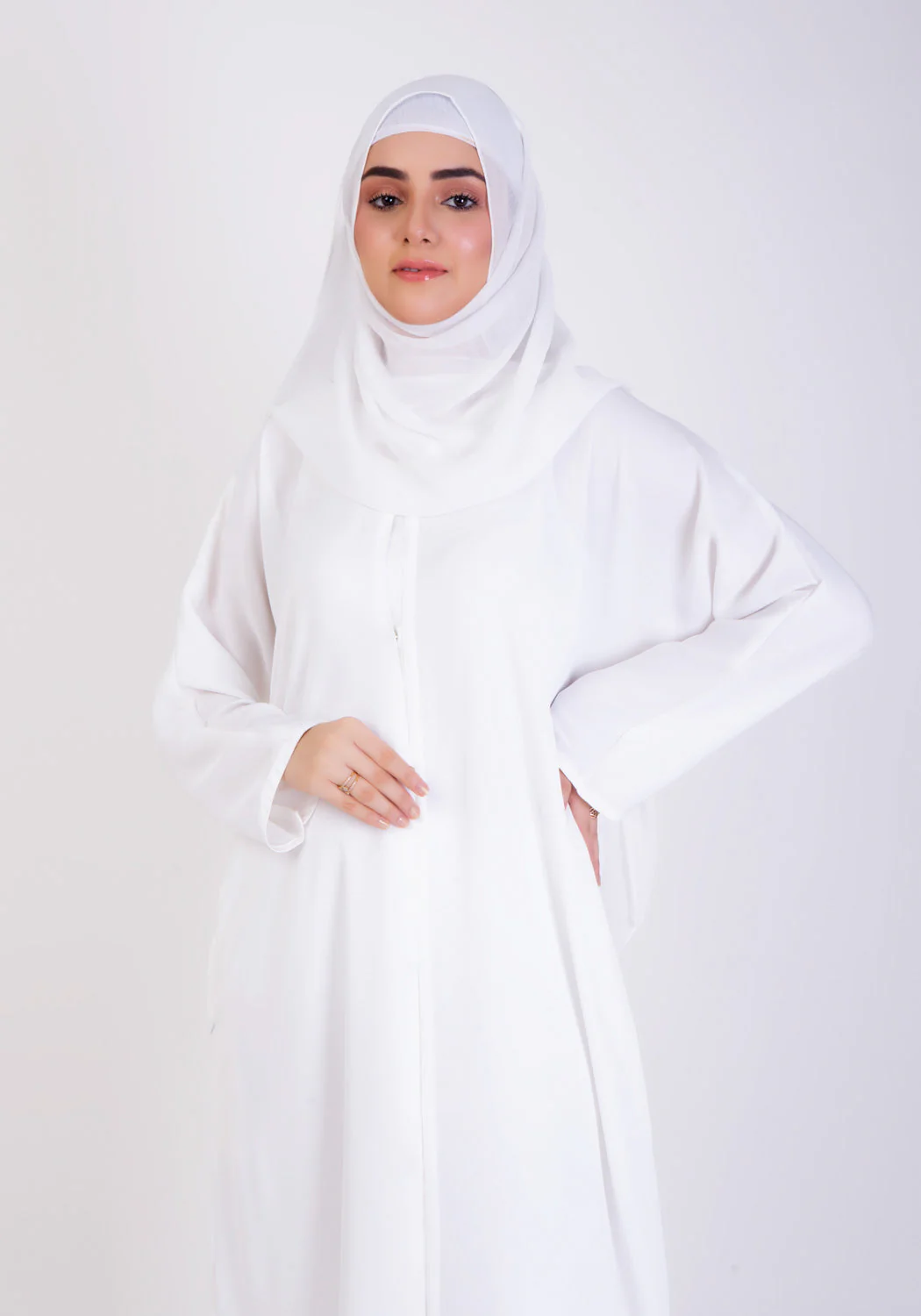 Abaya.Pk White Basic Front-Open Abaya - Image 2