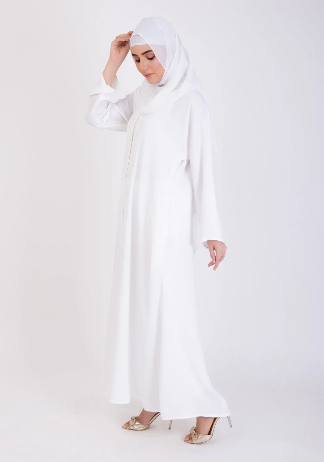 Abaya.Pk White Basic Front-Open Abaya - Image 4