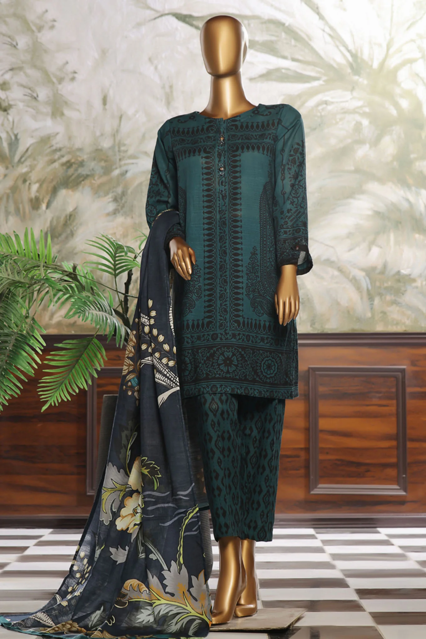 Wintry Prints By HZ Stitched 3 Piece Printed Khaddar Vol-02 Suit-KP-111