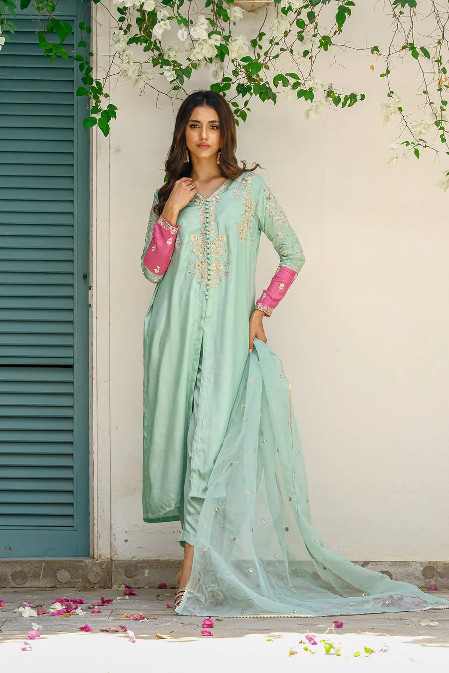 Sprinkles Stitched 3 Piece Formals Luxury Festive Women Suit-Aqua Grace 3pcs- Embroidered - Image 6