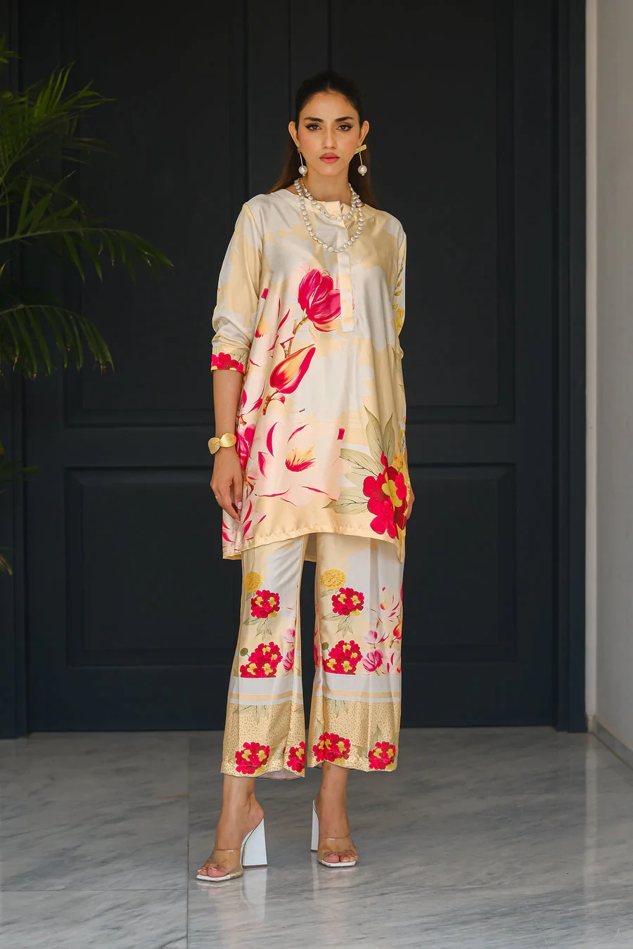 Sprinkles Stitched 2 Piece Summer Co Ords Women Suit-Petals - 2-Piece Silk - Image 3