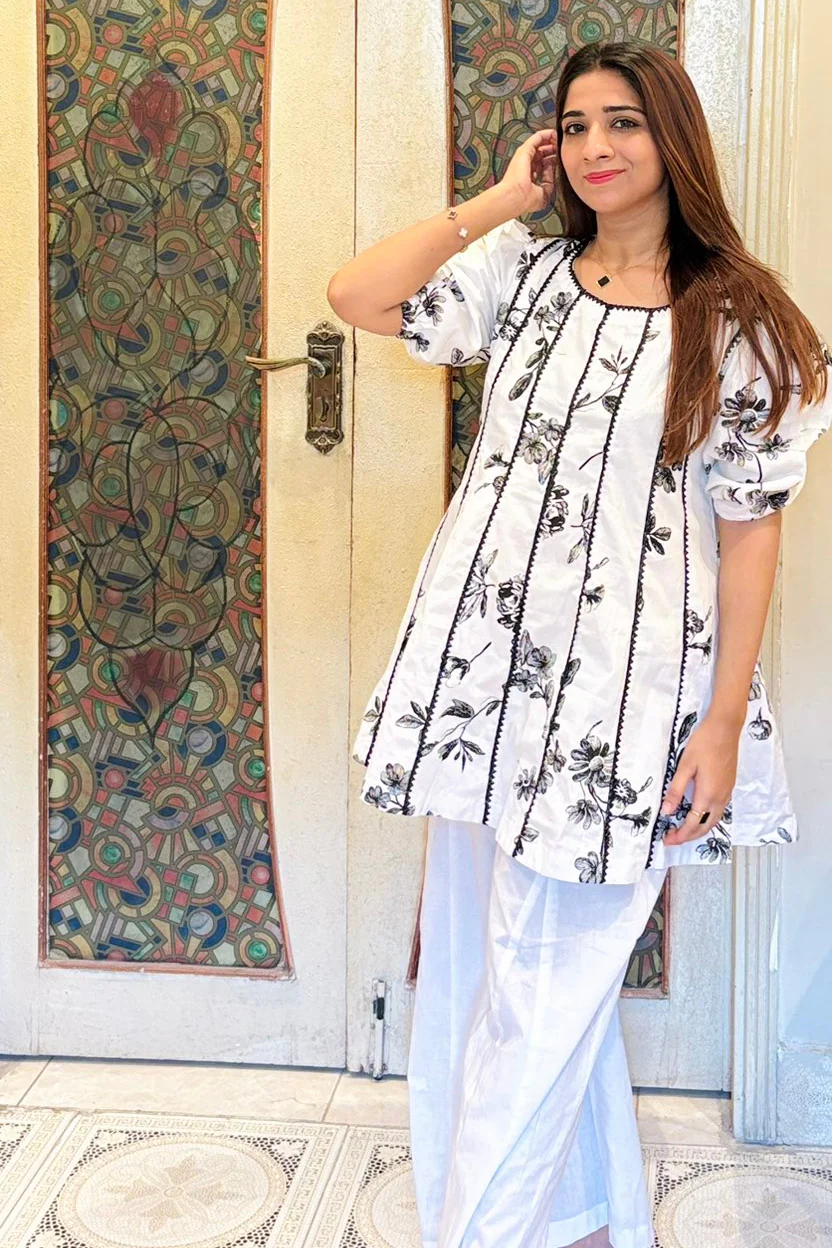 Urban Cut Women's Cotton Printed Co-Ord Set with Dhaka Pants - Image 3