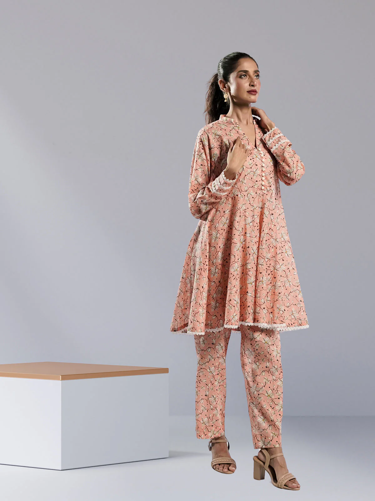 Ahlam Soft Cambric Stitched-Woven Co-ord Set Suit - Image 5