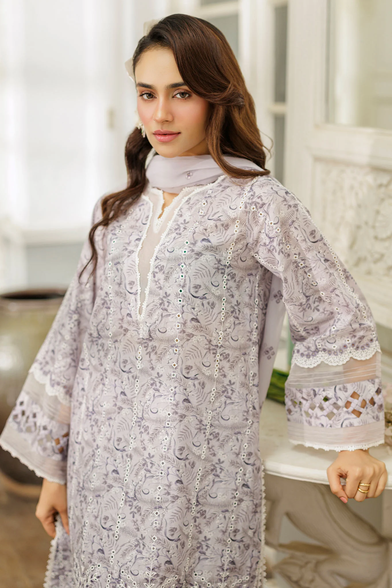 Zellbury Unstitched 3 Piece Chikankari Cotton Suit-WUC25E34030 - Image 2