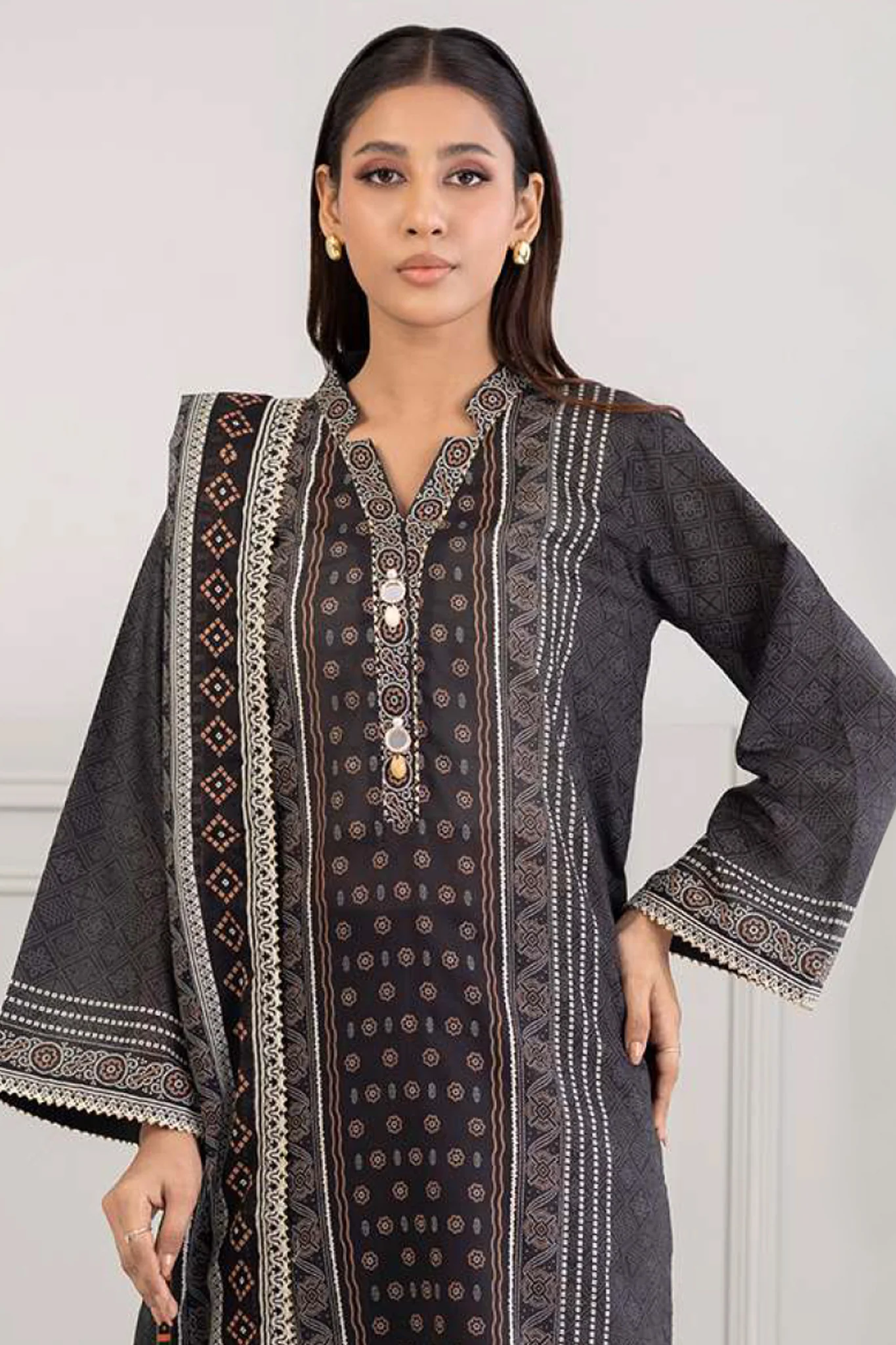 Zellbury Unstitched 3 Piece Lawn Vol-07 Suit-WUS-30434 - Image 2