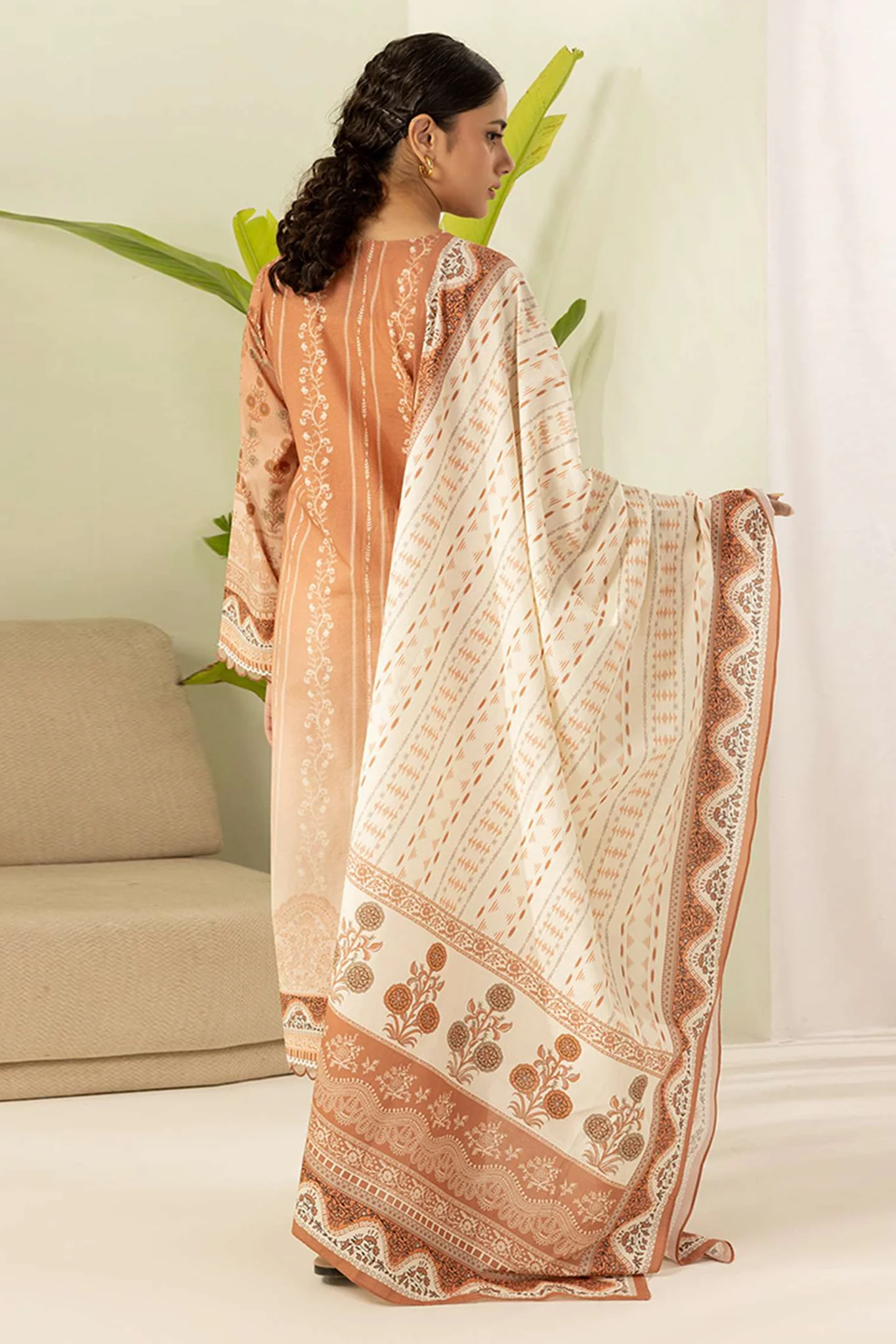 Zellbury Unstitched 3 Piece Digital Printed Lawn Suit-WUS26X30551 - Image 3
