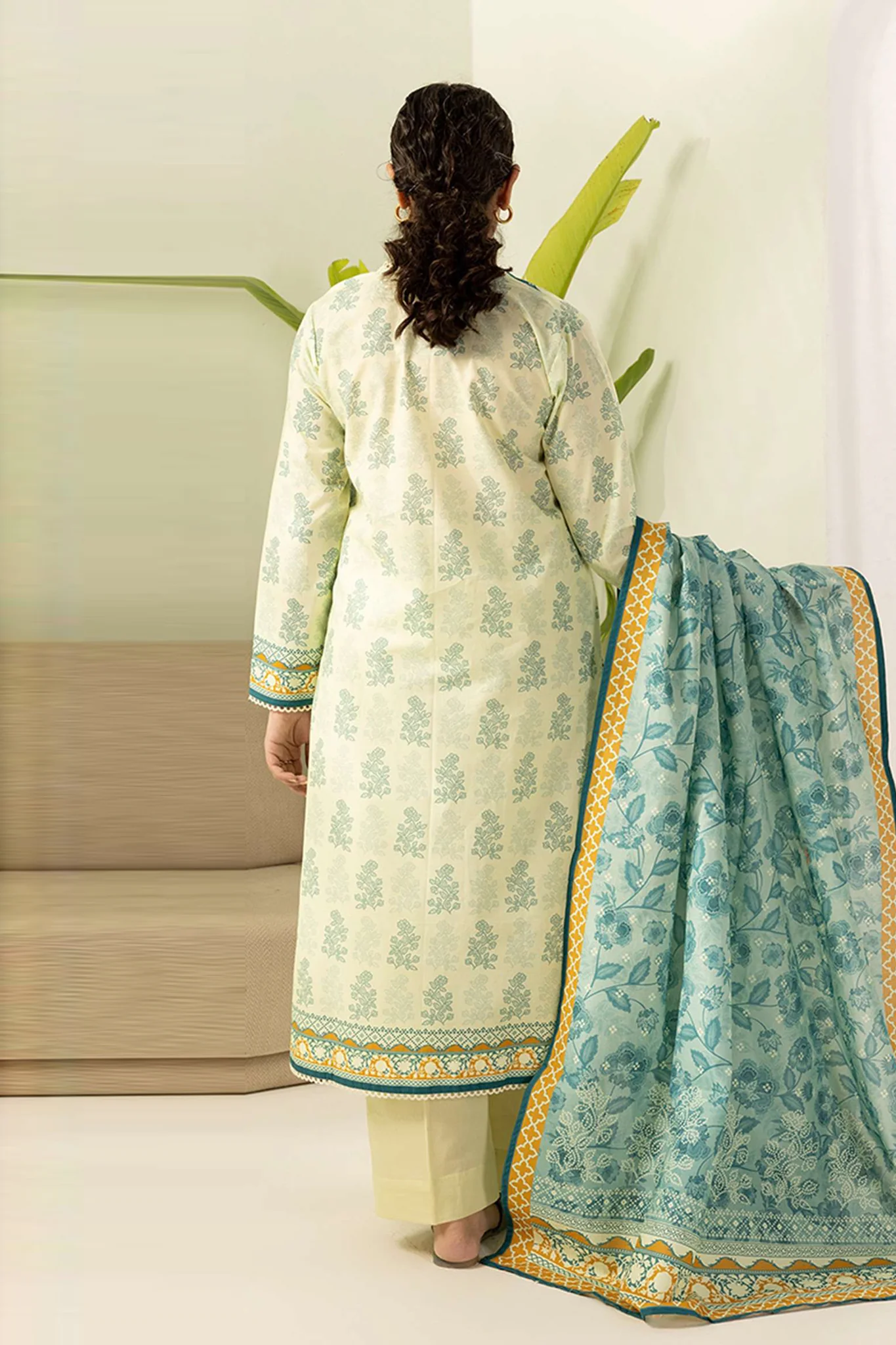 Zellbury Unstitched 3 Piece Digital Printed Lawn Suit-WUS26X30553 - Image 3