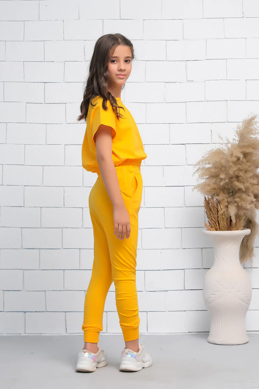 Sprinkles Stitched 2 Piece Summer Co Ord Sets Kids Suit-Yellow 2Pcs Cord Set with Short Sleeves Shirt and Trouser - Image 2